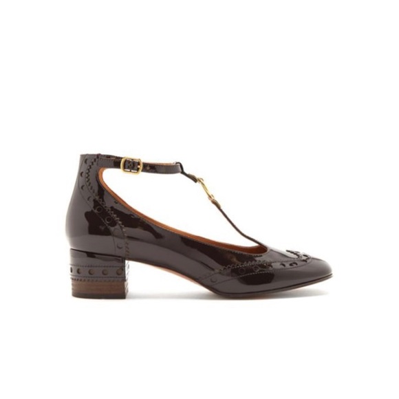 Chloé | Perry Patent Leather Mary Jane Pumps — Dark Brown - Picture 1 of 9